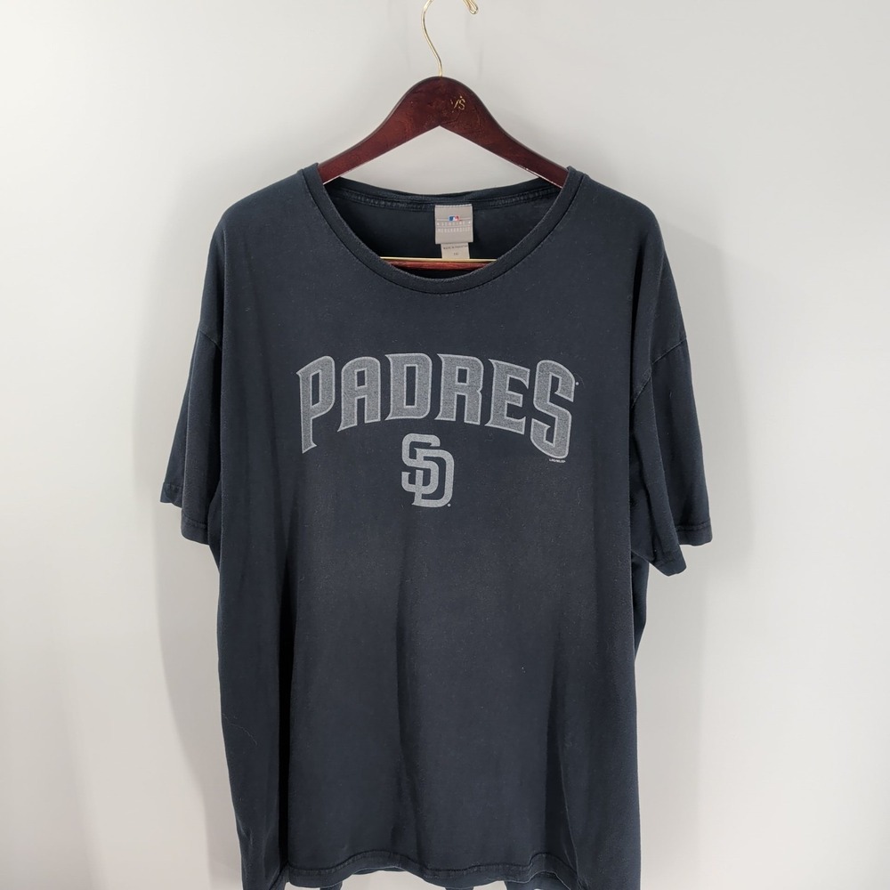 VTG 90s Y2K San Diego Padres MLB Genuine Merchandise Mens Black T-Shirt 2XL